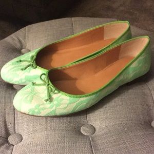 Lime green lace Jcrew ballet flats